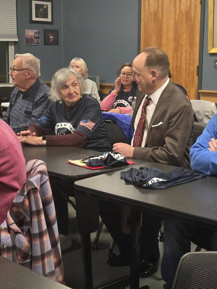 William Falcetano talking with voters at a community meeting